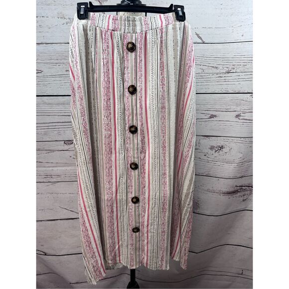 Apt 9 large white/tan/black and red lined stretchy long skirt - 3216 - Picture 1 of 4